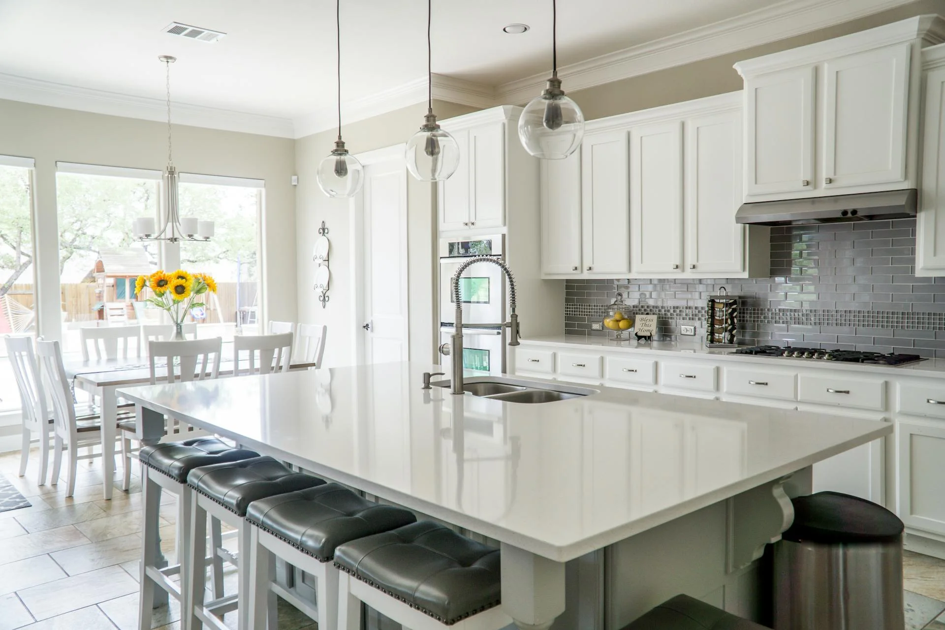 LED pot lights evenly spaced in a modern Ontario home kitchen ceiling