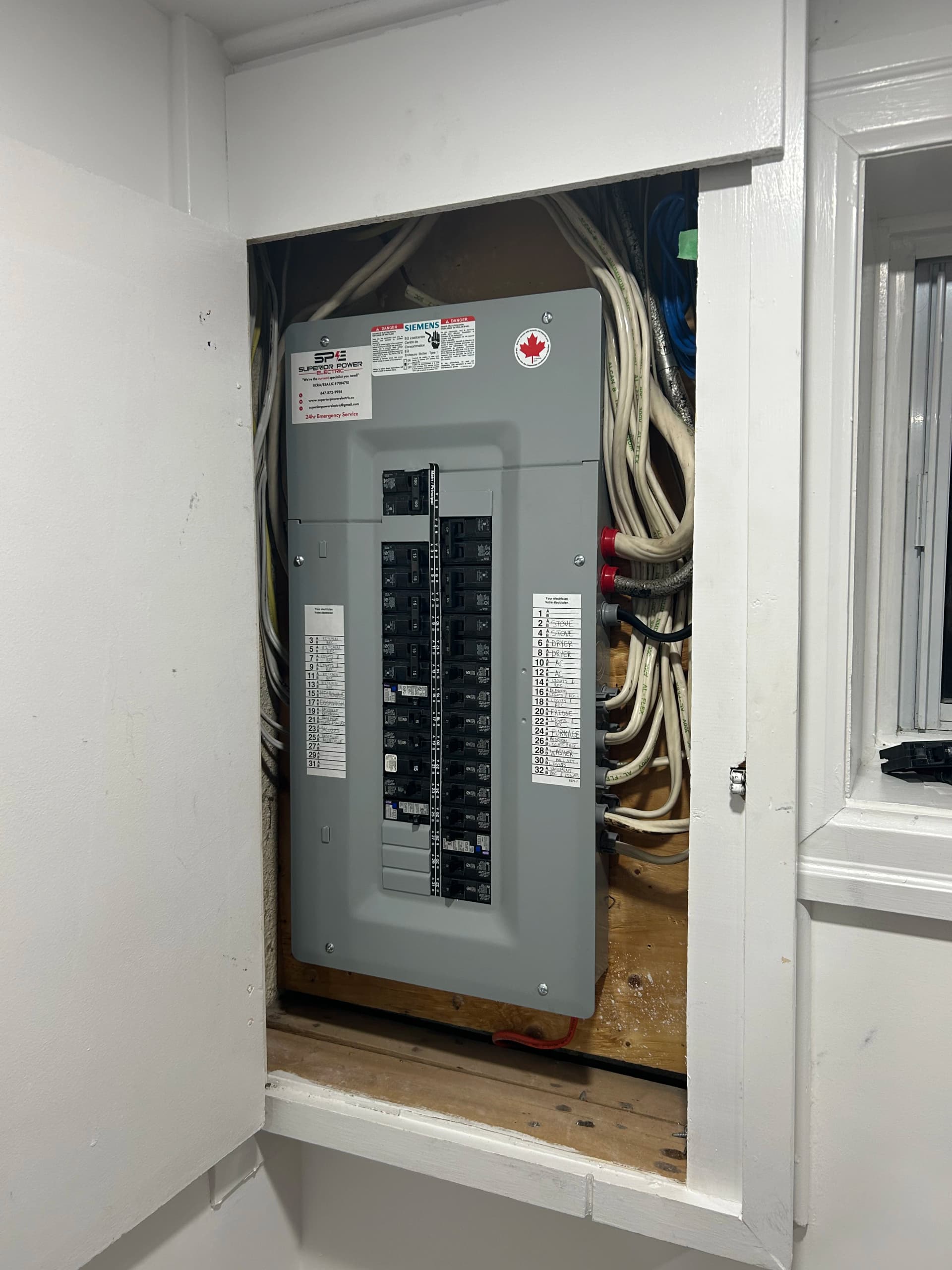 Siemens panel upgrade with labeled breakers