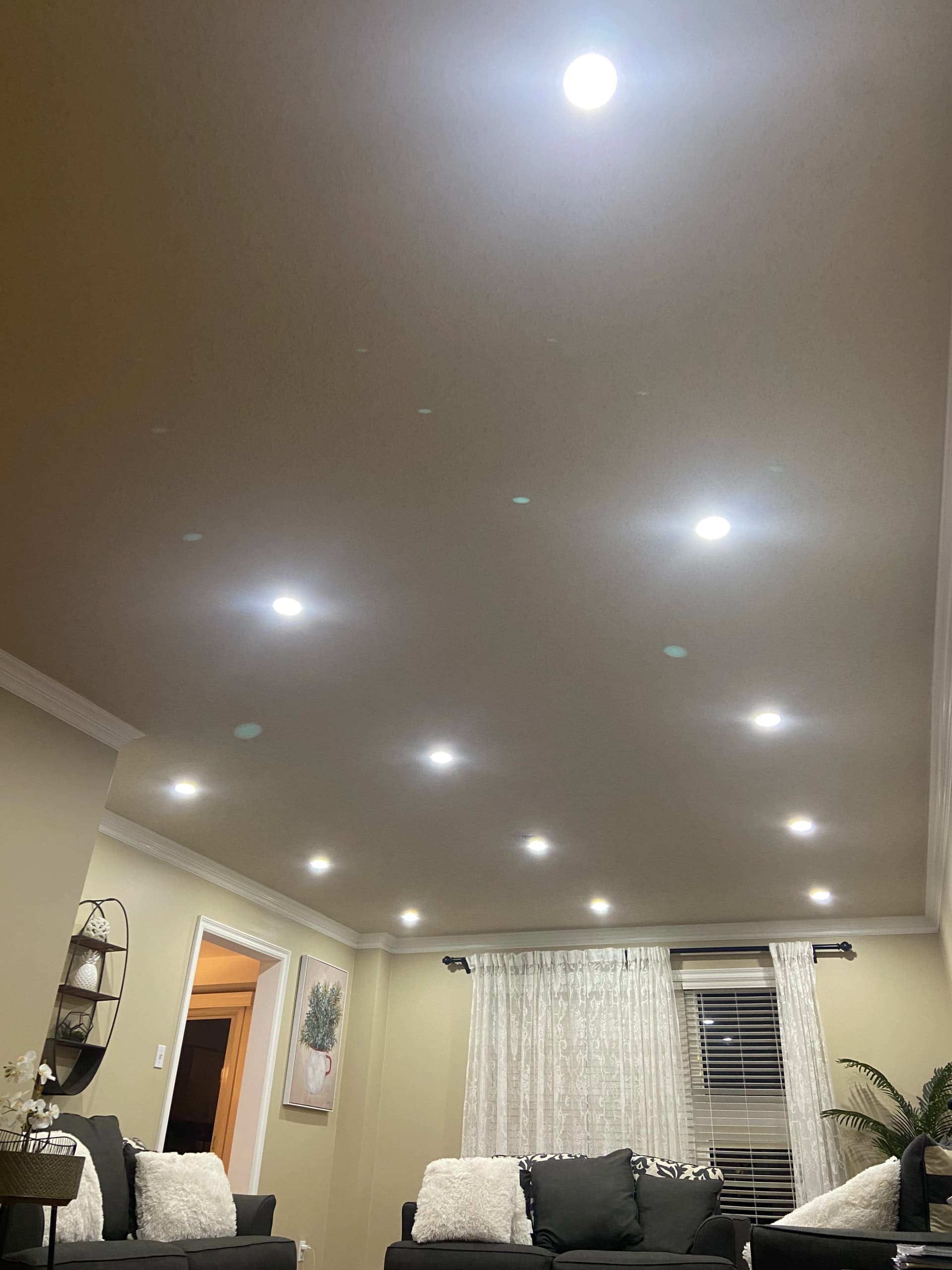 Living room pot light installation