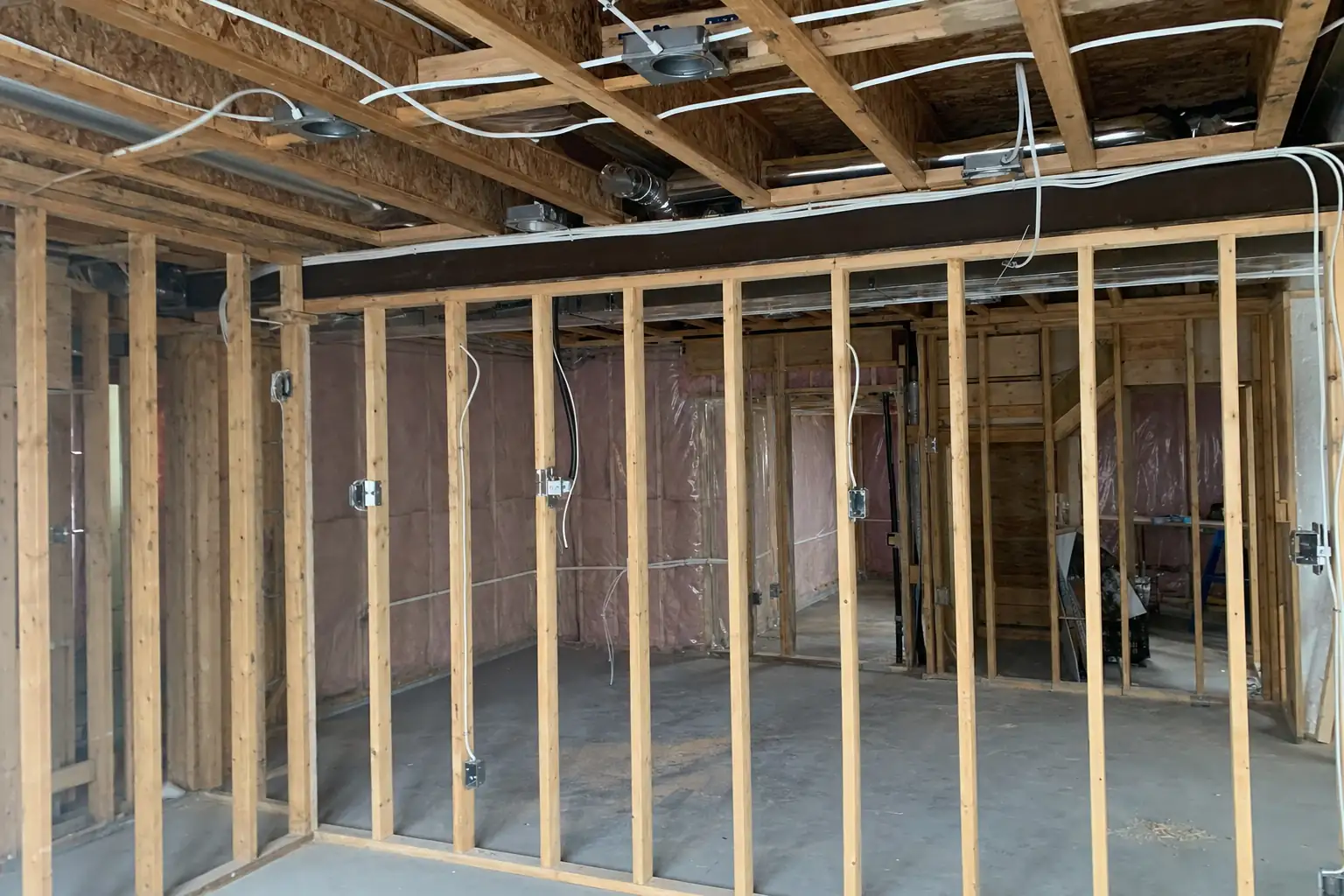 New wiring runs and subpanel in an unfinished basement