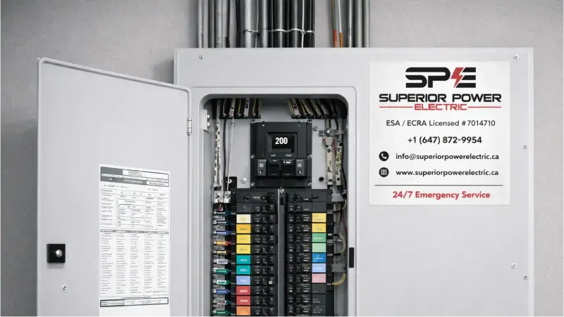 200-amp electrical panel upgrade completed by licensed electrician in Brampton Ontario